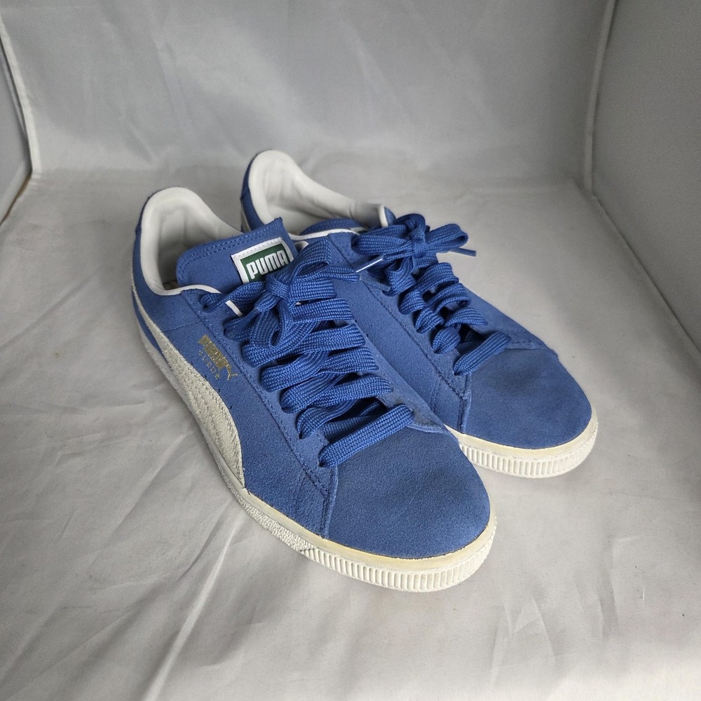 Puma Blue Suede Low-Top Sneakers with White Formstripe